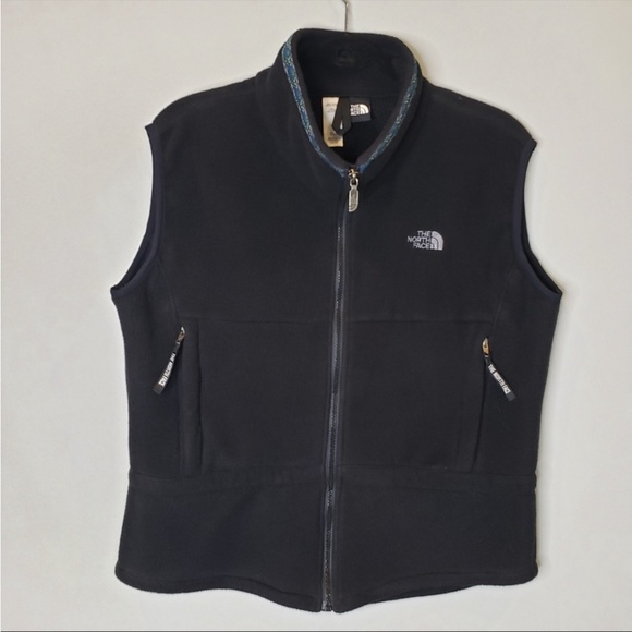 North Face Fleece Zip Up Vest Retro style Collar Trim/Accent Women's Large - Picture 1 of 14